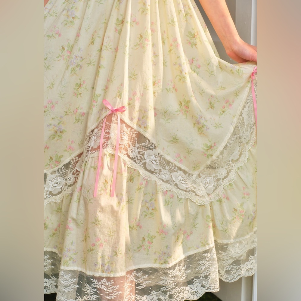 Lacemade floral holiday dress fairycore cottage kawaii fairy victorian Lolita - Picture 5 of 14